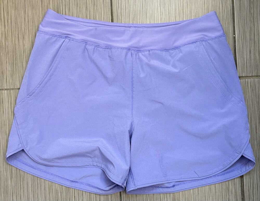 Lands’ End Womens Purple Quick Dry Swim Shorts Size 14 Pockets Stretch 5” Inseam